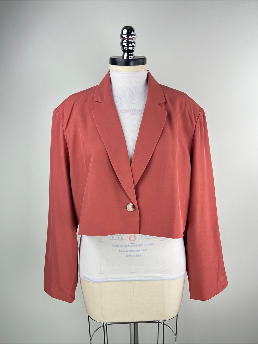 💚 3689. Cropped Notch Lapel Blazer Jacket in Dusty Rose